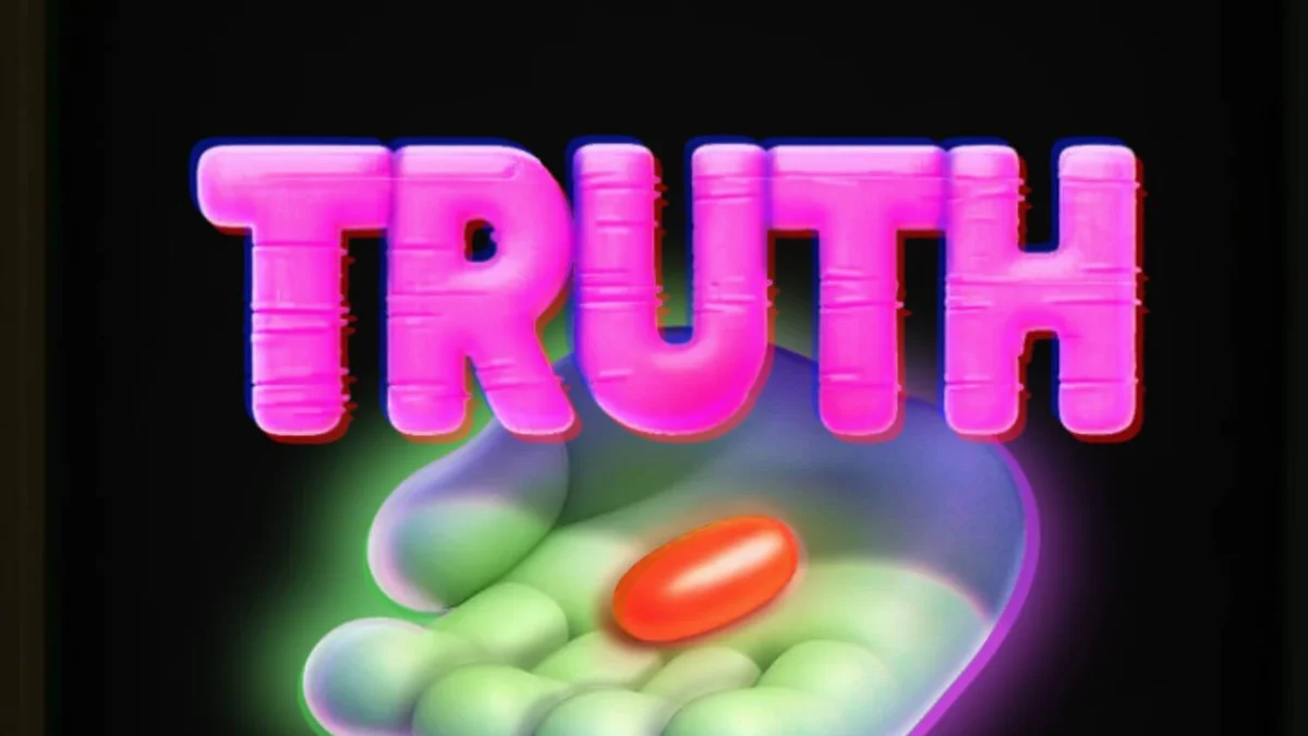 Tampilan layar permainan slot Truth dengan tema konspirasi retro