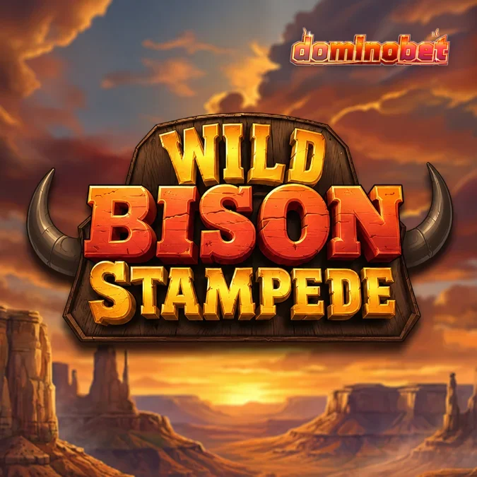 Tampilan visual gulungan Wild Bison Stampede dengan latar belakang dataran Amerika Utara